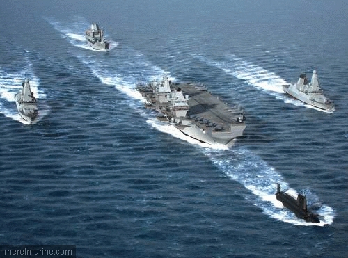 O futuro grupo de batalha britânico, com T45 e SNA Tipo Astute (©: ACA)