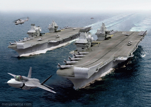 O futuro HMS Rainha Elizabeth e HMS Prince of Wales irão operar o F-35B (©: ACA)