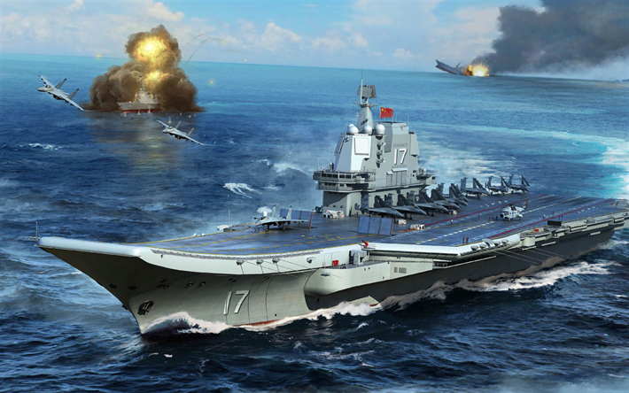Ilustração do novo porta aviões chinês Shandong CV-17