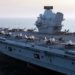 F-35B do Esquadrão de Ataque 211 dos Fuzileiros Navais, "The Wake Island Avengers" e o Esquadrão Lightning 617 do Reino Unido no porta-aviões HMS Queen Elizabeth Foto BELINDA ALKER / Royal Navy