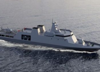 imagem gerada por computador do OPV que será construído pela Hyundai Heavy Industries para a Marinha das Filipinas. (Hyundai Heavy Industries)