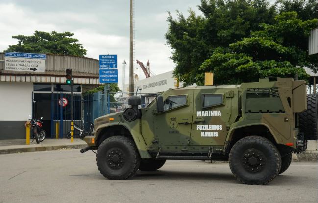 Blindado da Marinha chegando no Porto do Rio de Janeiro Foto: Tomaz Silva/Agência Brasil