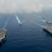 O porta-aviões USS John C. Stennis e USS Ronald Reagan participar em exercícios militares no Mar das Filipinas, 18 de junho de 2016. Jake Greenberg Reuter